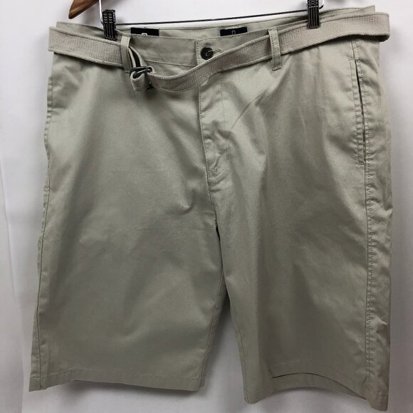 Qruel Men’s Khaki Shorts NWT | 40 | Belt| Cotton |Slanted Pockets| Summer Casual - Picture 1 of 8